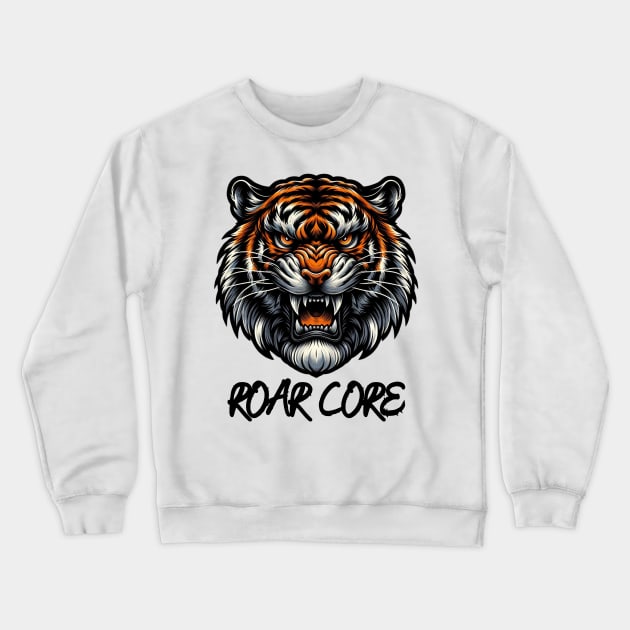 Angry Tiger Art Crewneck Sweatshirt by mieeewoArt